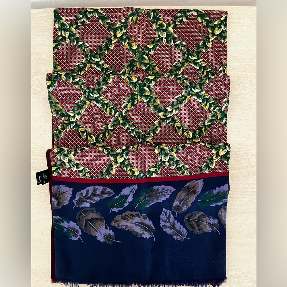 Vintage Christian Dior Long Scarf Silk Twill and Wool Rare Collectible 1987--90